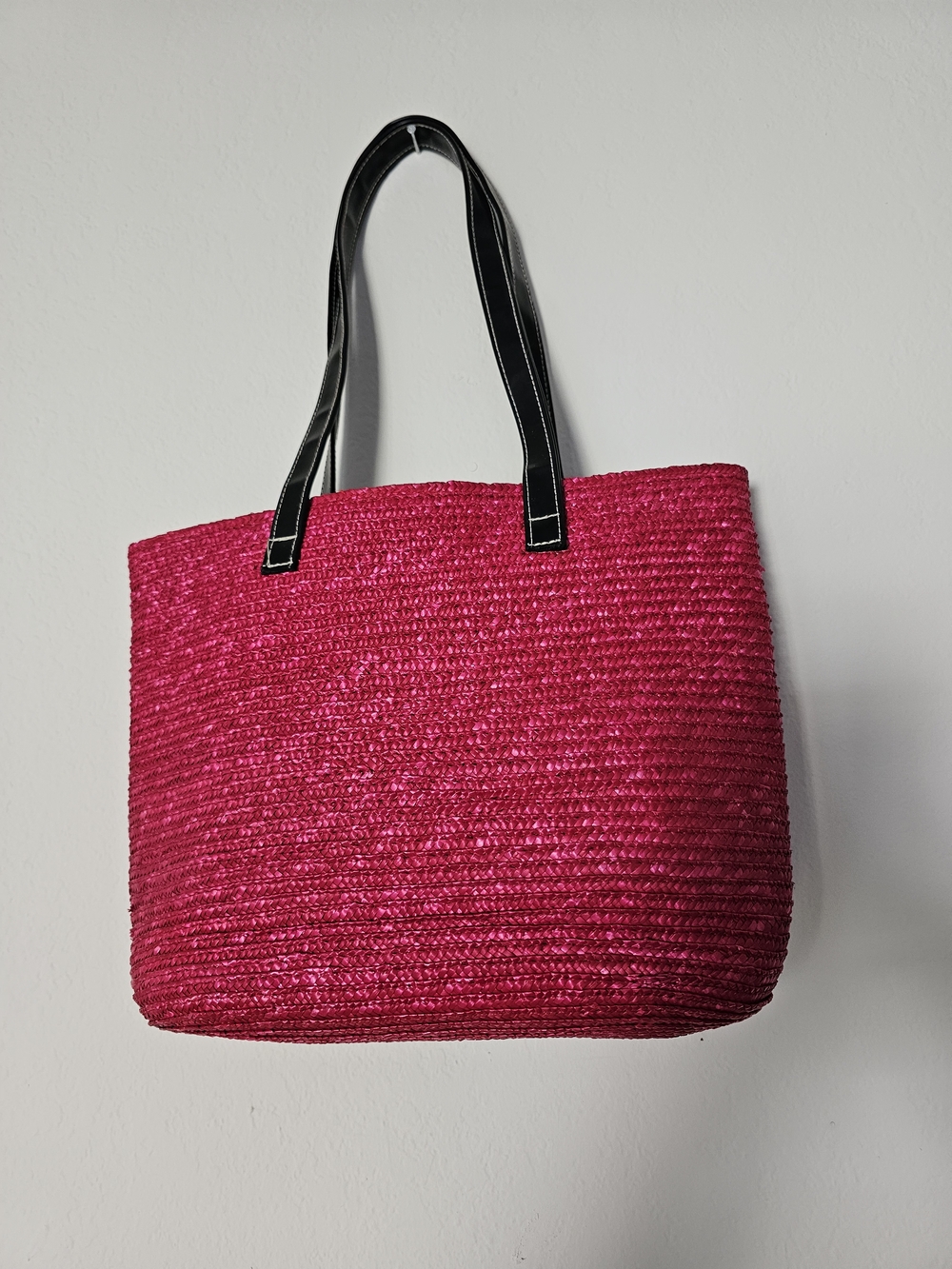 Stylish Fuchsia Tote Bag with Black Handles